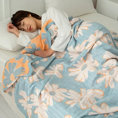 Baumwoll-Gaze Wohndecke mit geometrischem Muster für Zuhause und unterwegs