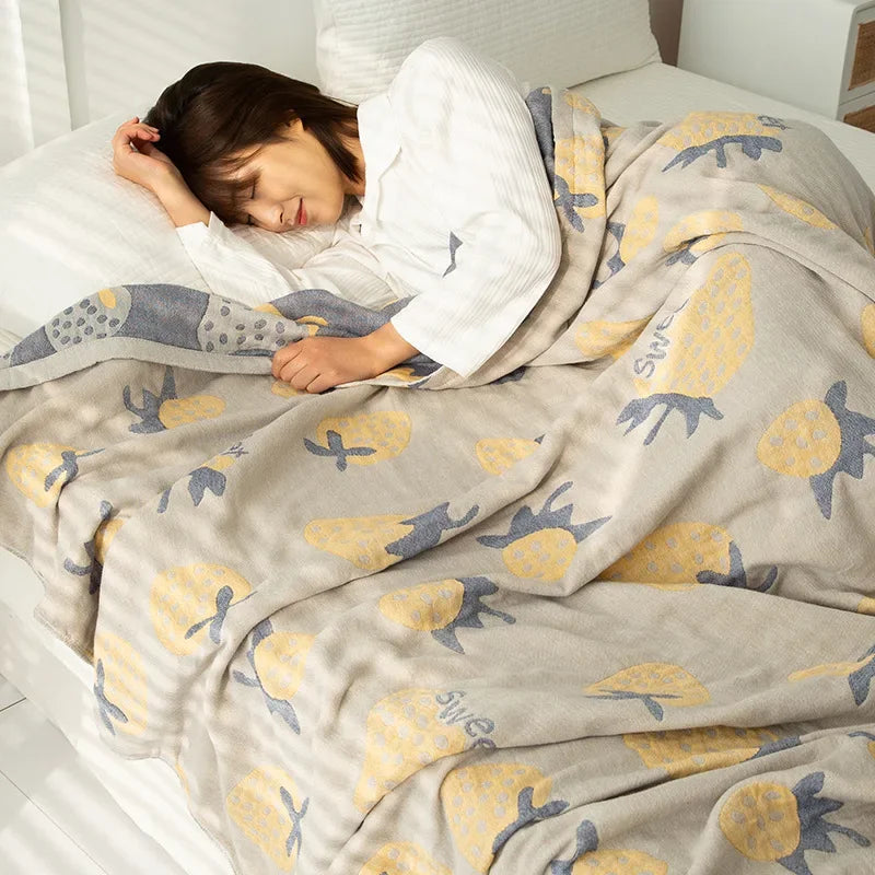 Baumwoll-Gaze Wohndecke mit geometrischem Muster für Zuhause und unterwegs