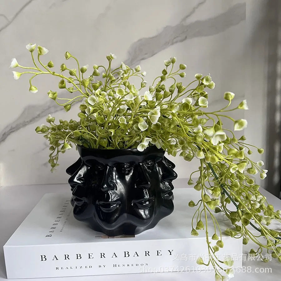 3D Gesichts-Blumentopf aus Kunstharz für moderne Wohn- und Bürodekoration