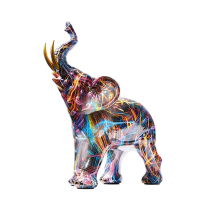 Abstrakte Elefanten-Skulptur aus Harz mit Farbmustern für moderne Wohnräume