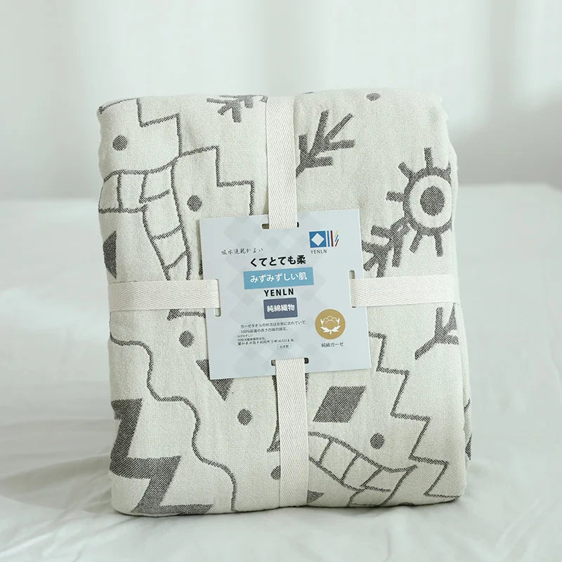 Baumwolldecke mit Jacquardmuster für Wohn- und Schlafbereiche