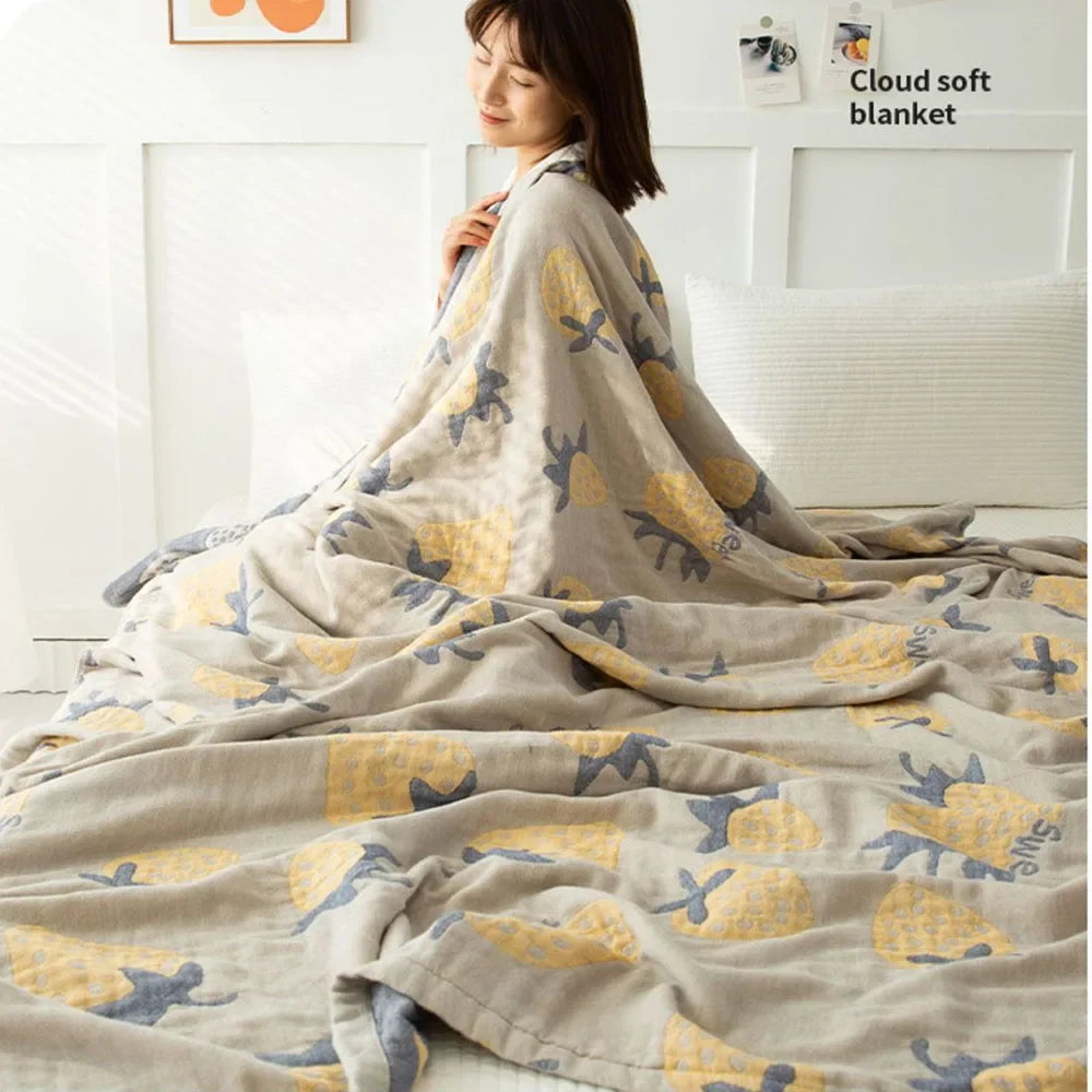 Baumwoll-Gaze Wohndecke mit geometrischem Muster für Zuhause und unterwegs