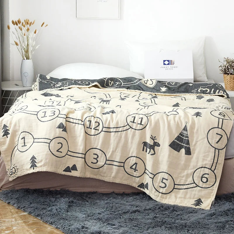 Baumwolldecke mit Jacquardmuster für Wohn- und Schlafbereiche