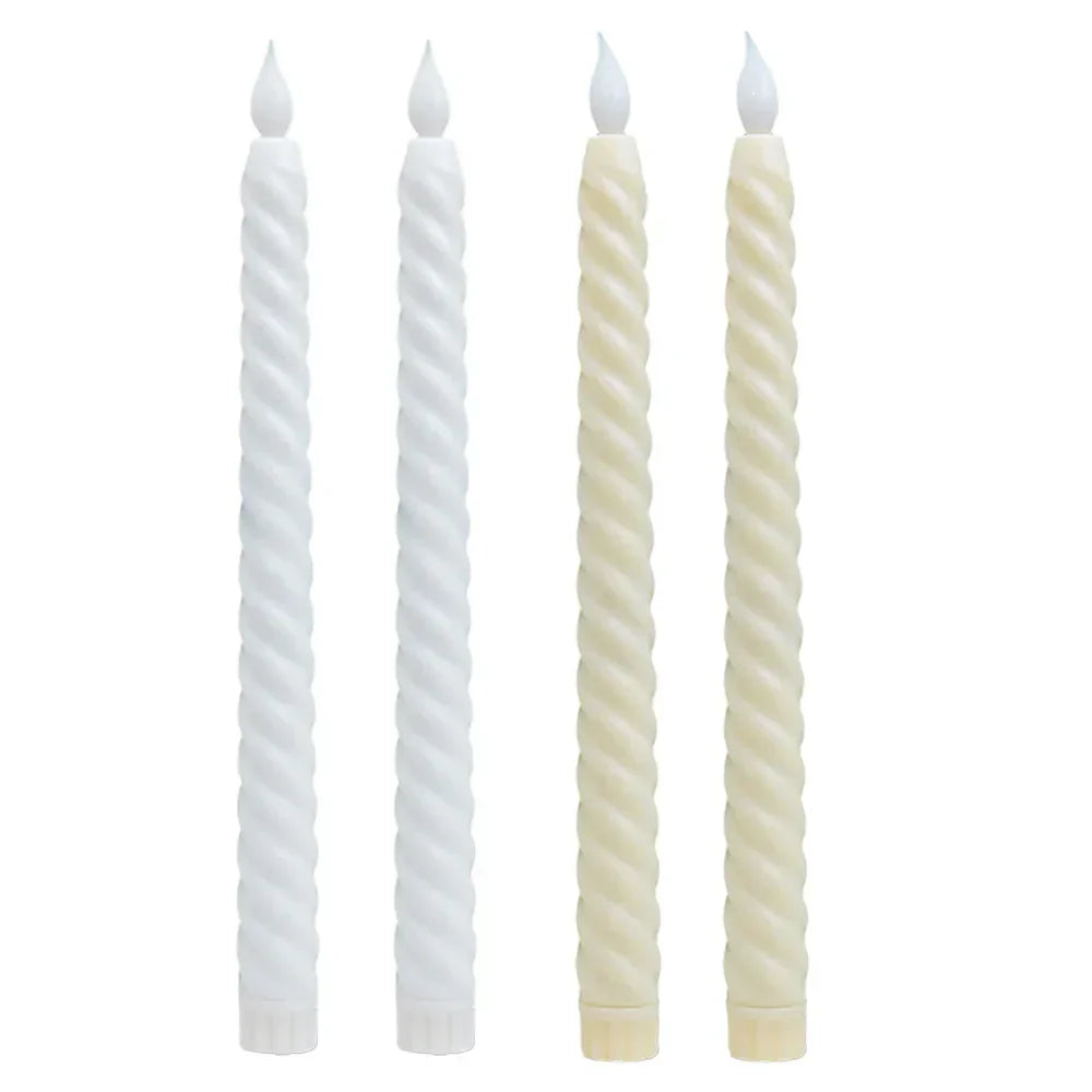 LED Stabkerzen mit 3D-Flamme – Flammenlose Batteriebetriebene Kerzen für Fenster, Kamin und Festtagstisch