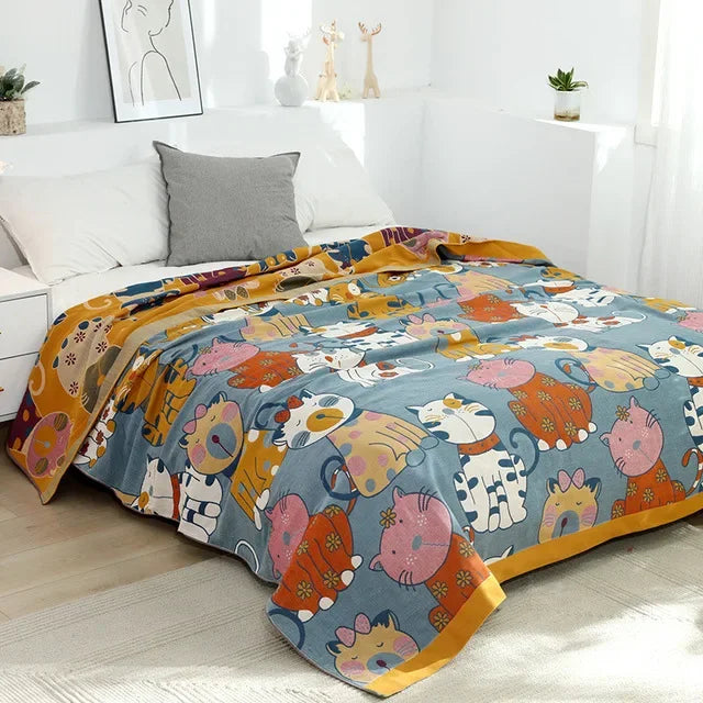 Boho Wohndecke aus Baumwoll-Polyester mit geometrischem Muster für Sofa und Wohnräume