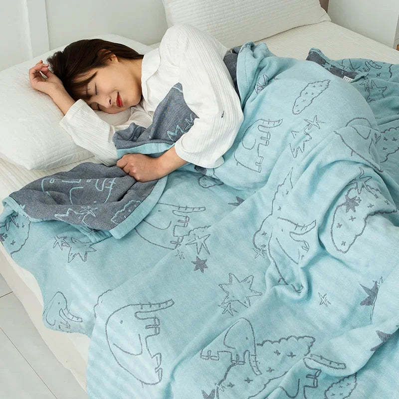 Baumwoll-Gaze Wohndecke mit geometrischem Muster für Zuhause und unterwegs