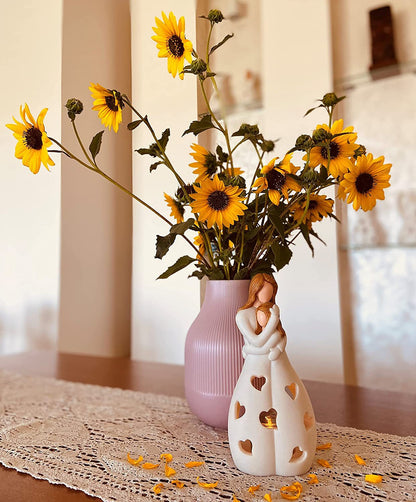 Kerzenhalter aus Holz mit Mutter-Tochter-Motiv für Zuhause oder als Geschenk