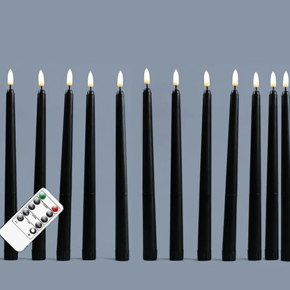LED Kerzen Schwarz mit Fernbedienung – Flammenlose Dekokerzen für Halloween und Zuhause (28 cm)