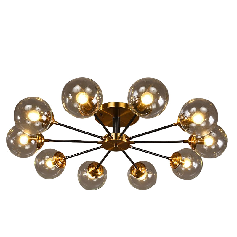 Nordische Kupfer-Deckenleuchte mit LED-Lampen und dimmbarer Glasabdeckung für Wohn- und Esszimmer