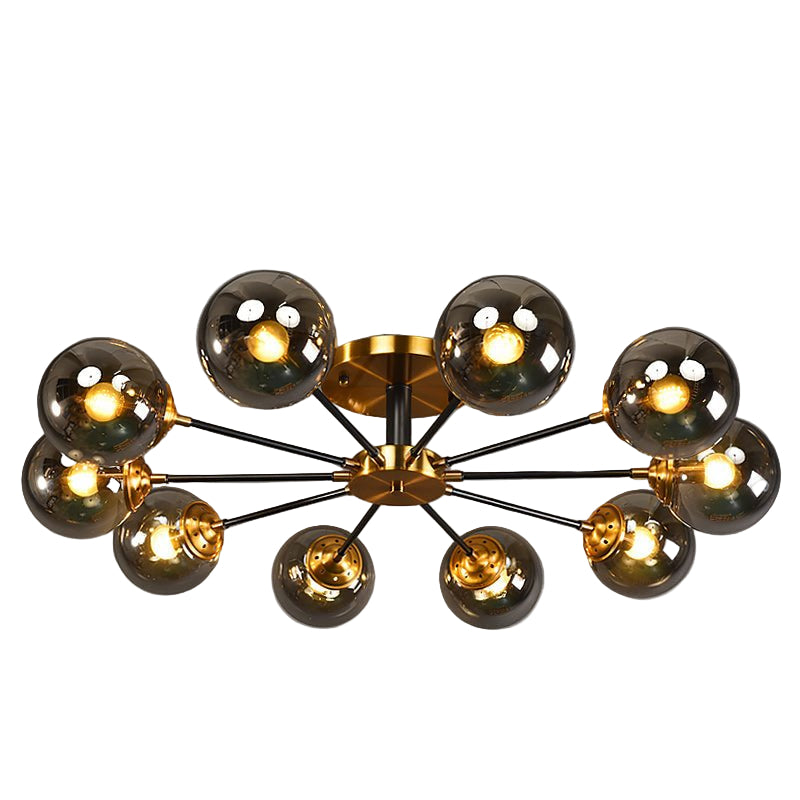 Nordische Kupfer-Deckenleuchte mit LED-Lampen und dimmbarer Glasabdeckung für Wohn- und Esszimmer