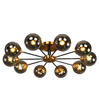 Nordische Kupfer-Deckenleuchte mit LED-Lampen und dimmbarer Glasabdeckung für Wohn- und Esszimmer