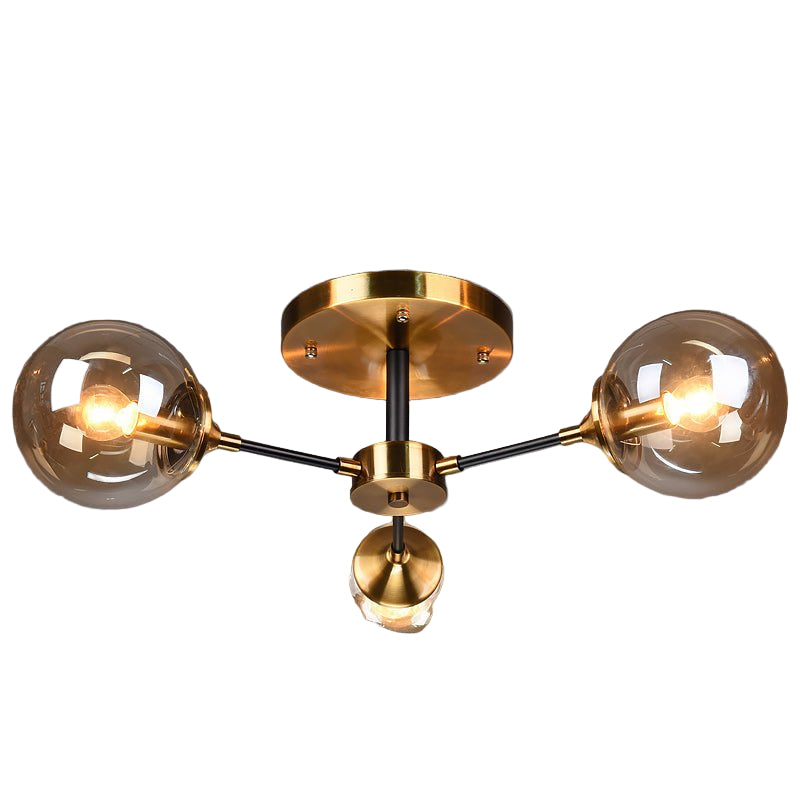 Nordische Kupfer-Deckenleuchte mit LED-Lampen und dimmbarer Glasabdeckung für Wohn- und Esszimmer