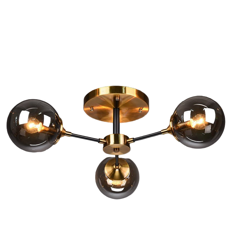 Nordische Kupfer-Deckenleuchte mit LED-Lampen und dimmbarer Glasabdeckung für Wohn- und Esszimmer