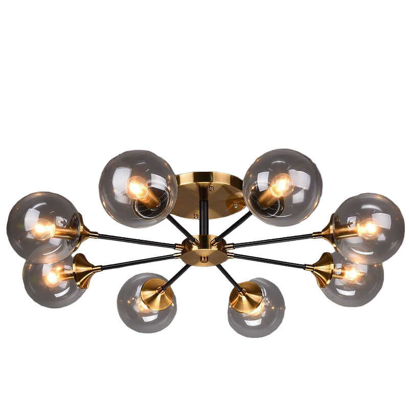 Nordische Kupfer-Deckenleuchte mit LED-Lampen und dimmbarer Glasabdeckung für Wohn- und Esszimmer