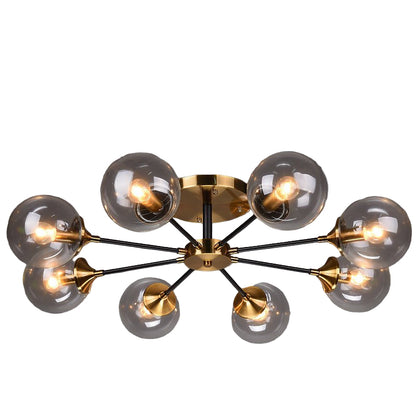 Nordische Kupfer-Deckenleuchte mit LED-Lampen und dimmbarer Glasabdeckung für Wohn- und Esszimmer