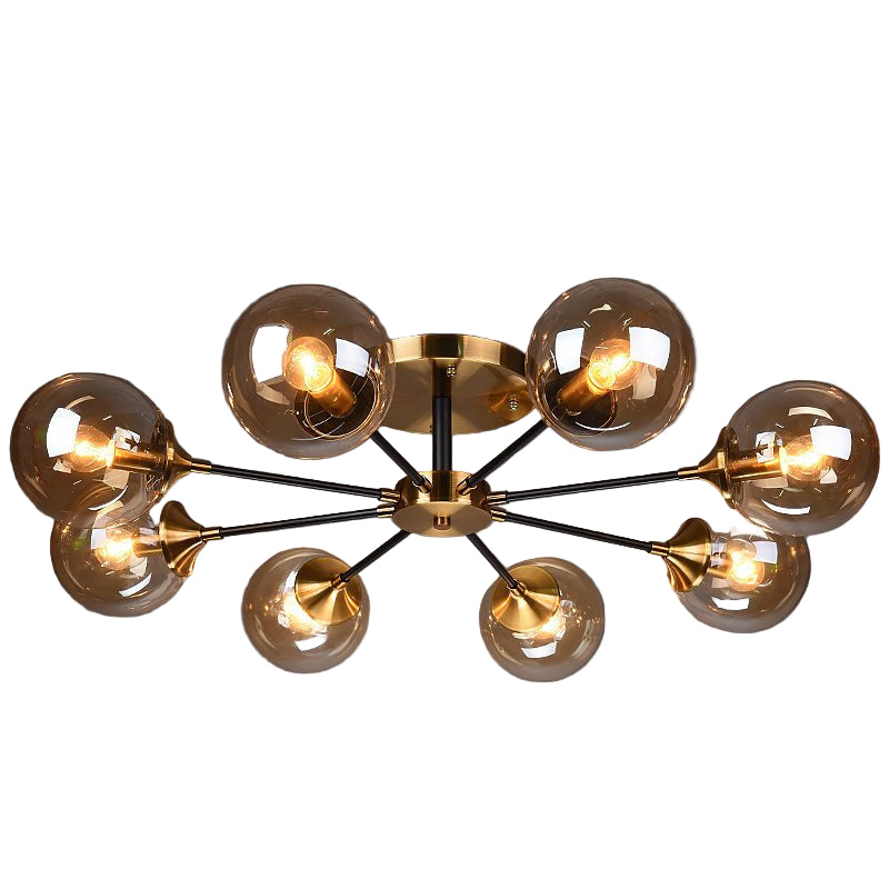 Nordische Kupfer-Deckenleuchte mit LED-Lampen und dimmbarer Glasabdeckung für Wohn- und Esszimmer