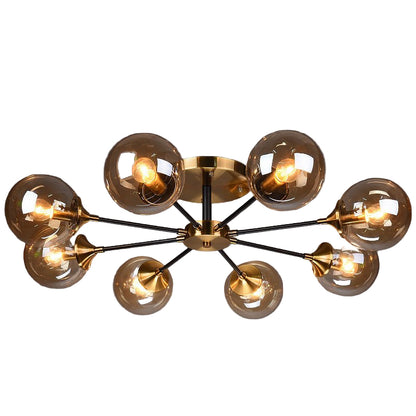 Nordische Kupfer-Deckenleuchte mit LED-Lampen und dimmbarer Glasabdeckung für Wohn- und Esszimmer