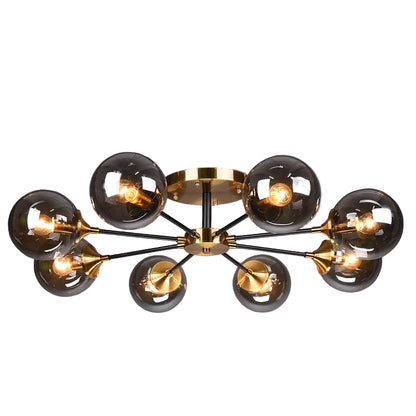 Nordische Kupfer-Deckenleuchte mit LED-Lampen und dimmbarer Glasabdeckung für Wohn- und Esszimmer