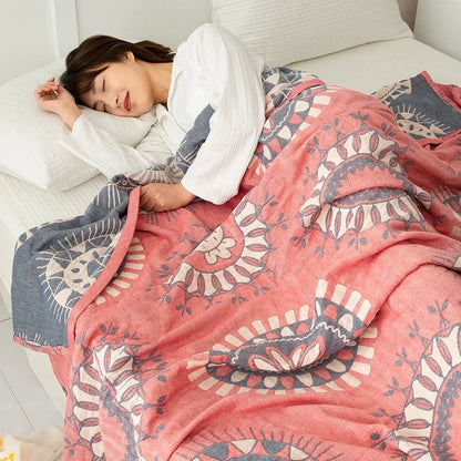 Baumwoll-Gaze Wohndecke mit geometrischem Muster für Zuhause und unterwegs