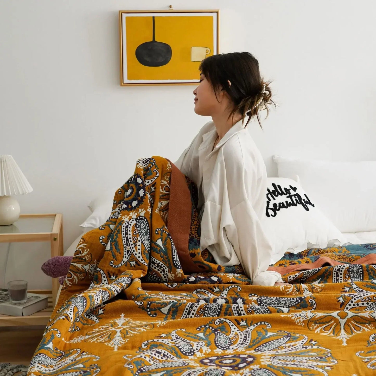 Sommerdecke aus leichtem Textilgewebe mit atmungsaktiver Struktur für Zuhause und unterwegs