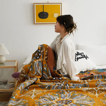 Sommerdecke aus leichtem Textilgewebe mit atmungsaktiver Struktur für Zuhause und unterwegs