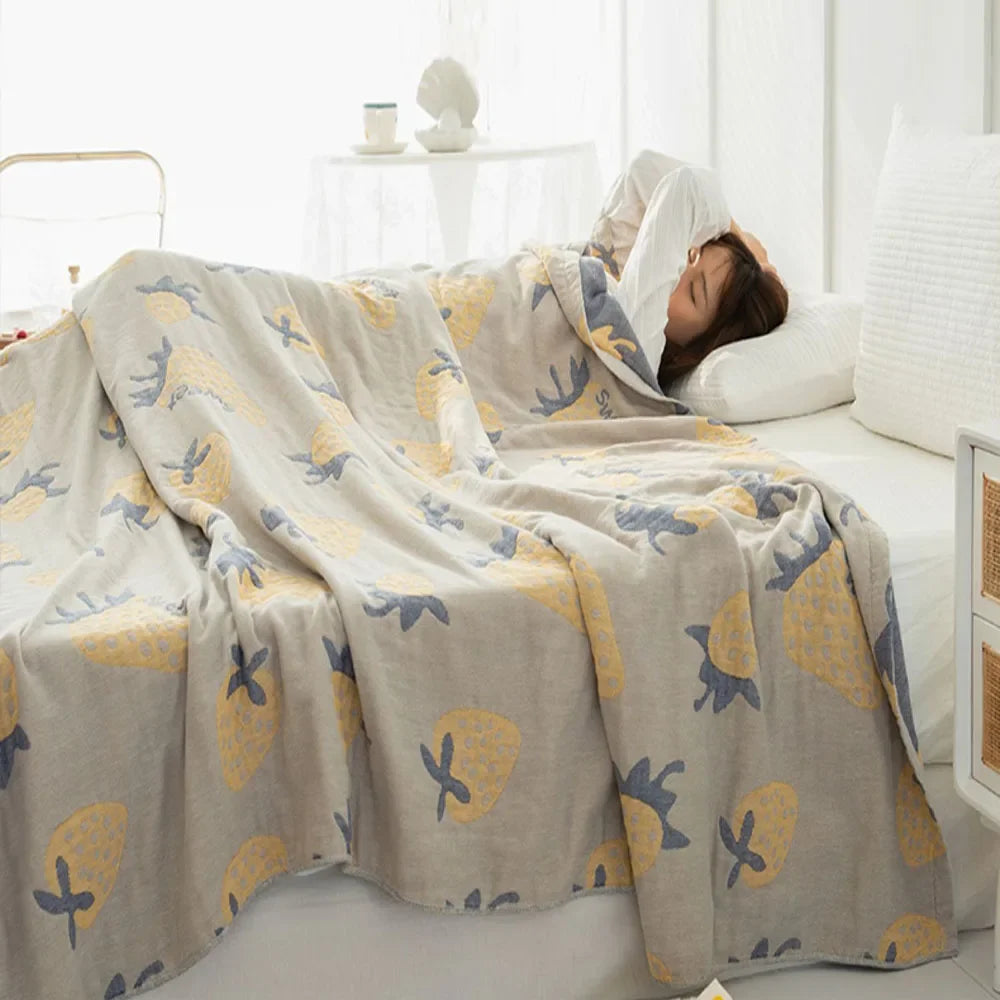 Baumwoll-Gaze Wohndecke mit geometrischem Muster für Zuhause und unterwegs