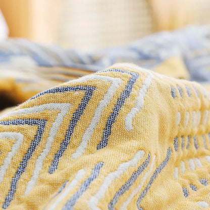 Baumwolldecke mit gewebtem Blattmuster für Zuhause und unterwegs