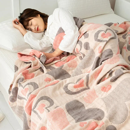 Baumwoll-Gaze Wohndecke mit geometrischem Muster für Zuhause und unterwegs