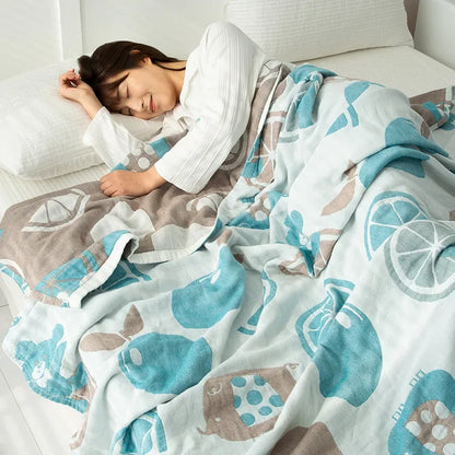 Baumwoll-Gaze Wohndecke mit geometrischem Muster für Zuhause und unterwegs