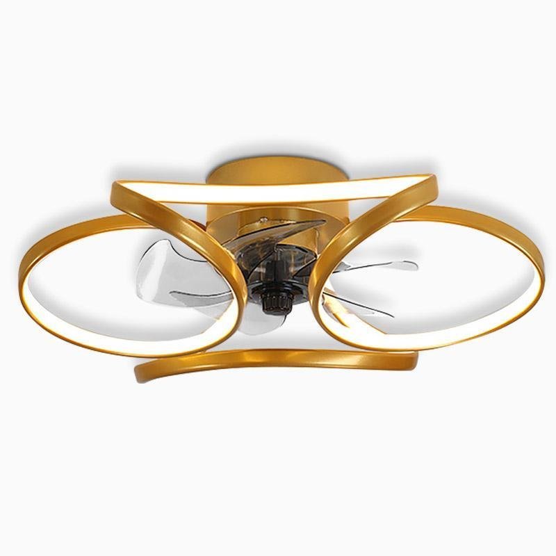 Deckenlampe mit Ventilator und gebogenen Flügeln für Wohn- und Schlafzimmer