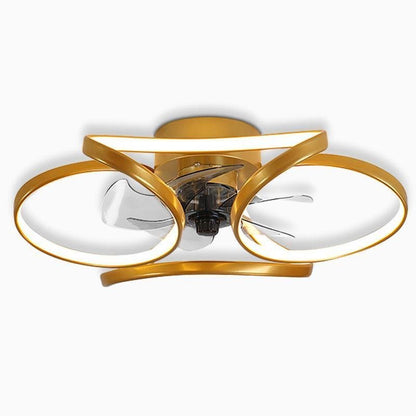 Deckenlampe mit Ventilator und gebogenen Flügeln für Wohn- und Schlafzimmer