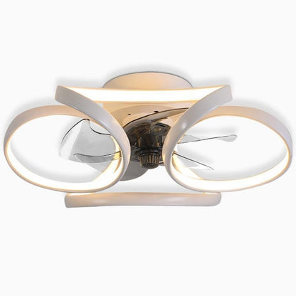Deckenlampe mit Ventilator und gebogenen Flügeln für Wohn- und Schlafzimmer