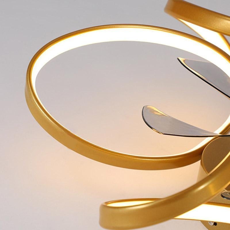 Deckenlampe mit Ventilator und gebogenen Flügeln für Wohn- und Schlafzimmer