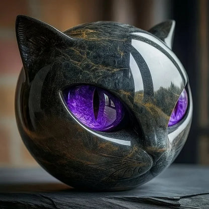Dekorative Skulptur im Katzenkopf-Design, 8 cm hoch, für Regal, Tisch oder Konsole