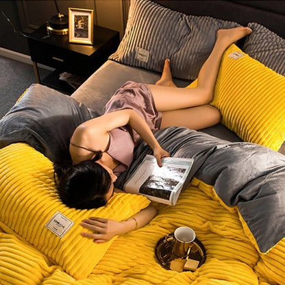 Fleece Winter Bettbezug mit Weichem Material und Geripptem Design für Kalte Jahreszeiten