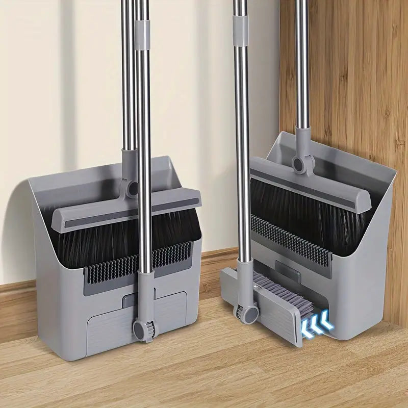 Multifunktionales Besen- und Kehrschaufel-Set mit langem Griff und integriertem Kamm