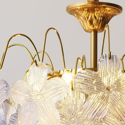 Vintage Glas-Kronleuchter mit Blumenmuster aus Buntglas für Wohnzimmer und Esszimmer