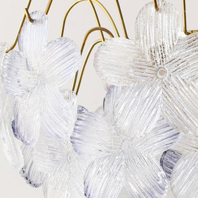 Vintage Glas-Kronleuchter mit Blumenmuster aus Buntglas für Wohnzimmer und Esszimmer