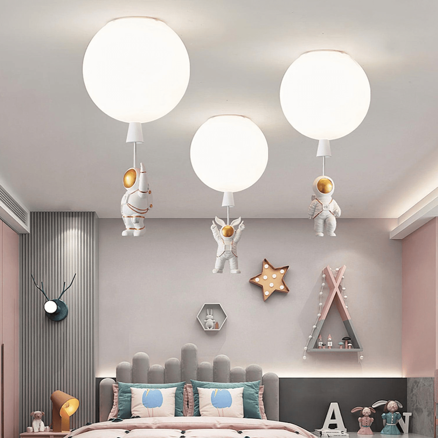 LED Deckenleuchte mit Mond- und Astronauten-Design für Kinder- und Schlafzimmer