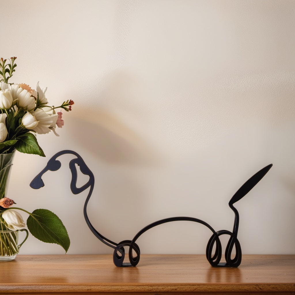 Abstrakte Hundeskulptur für moderne Wohnräume – Künstlerisches Dekoobjekt aus Kunstharz