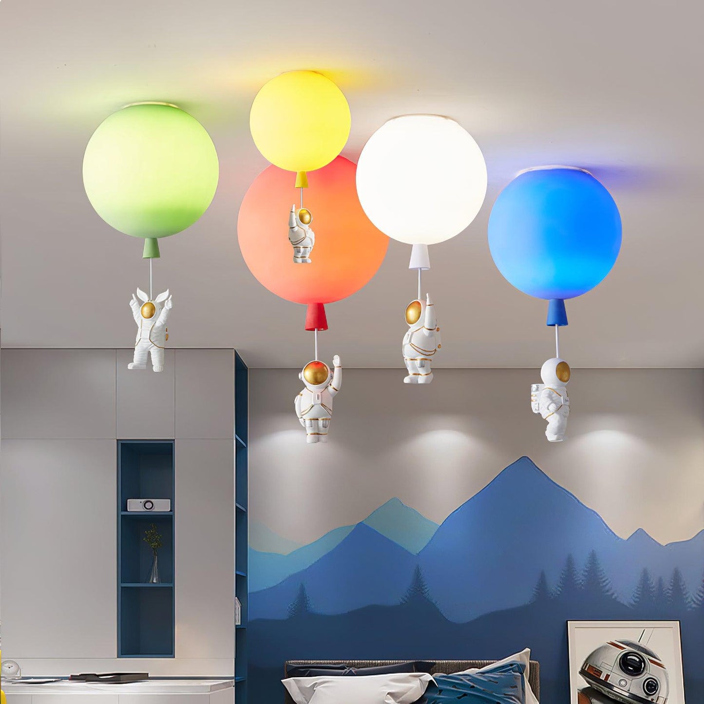 LED Deckenleuchte mit Mond- und Astronauten-Design für Kinder- und Schlafzimmer