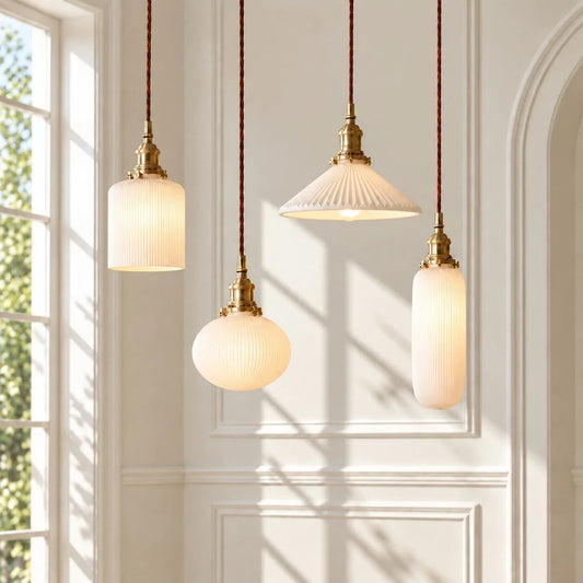 Deckenlampe Keramikschirm Plissee
