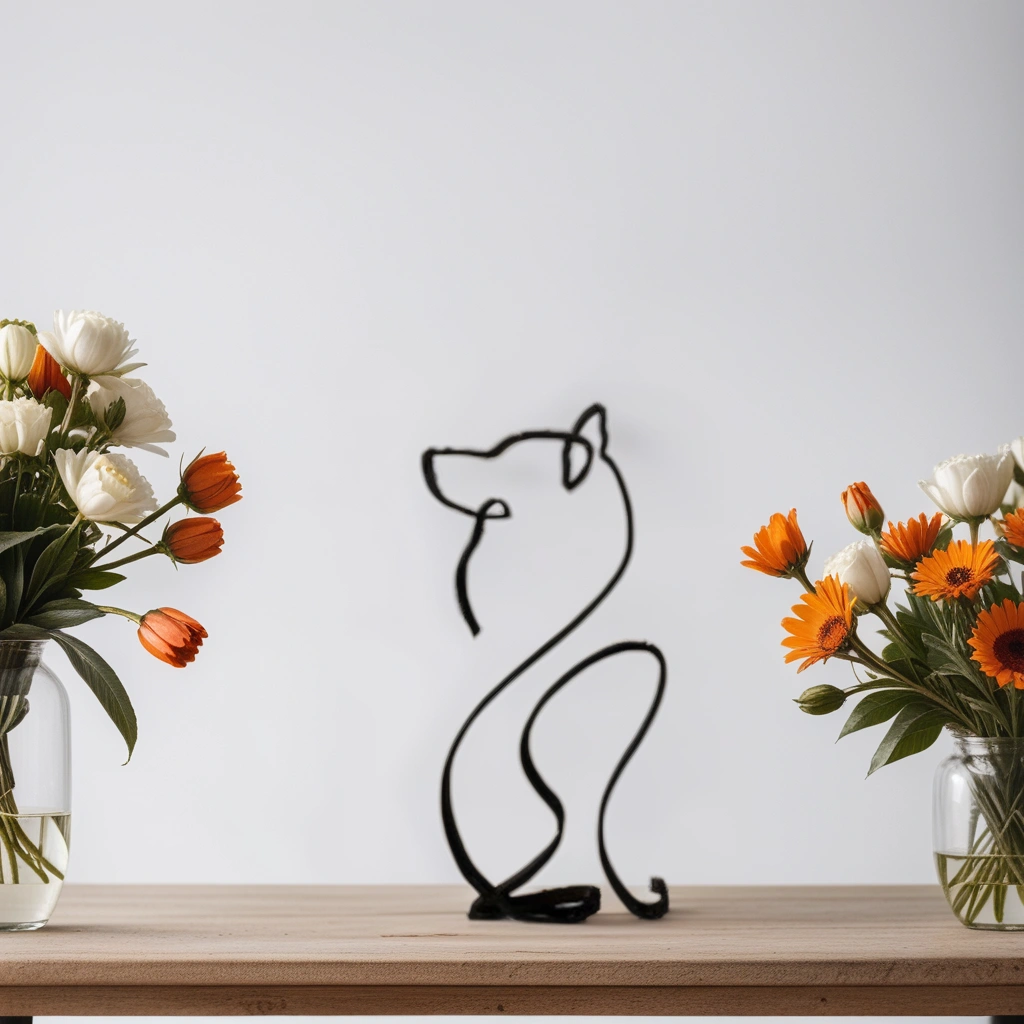 Abstrakte Hundeskulptur für moderne Wohnräume – Künstlerisches Dekoobjekt aus Kunstharz