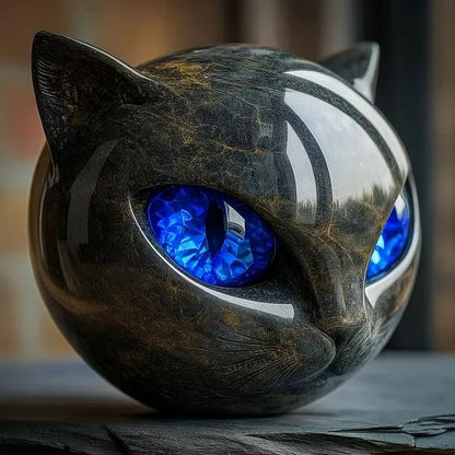 Dekorative Skulptur im Katzenkopf-Design, 8 cm hoch, für Regal, Tisch oder Konsole