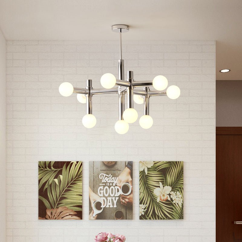 Deckenleuchte mit Glas-Kugeln im skandinavischen Design – Chromoptik, E27 LED-kompatibel