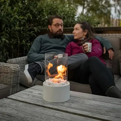 Tischlaterne mit Flammen-Effekt für Innen- und Außenbereiche – Gasbetrieben und Tragbar