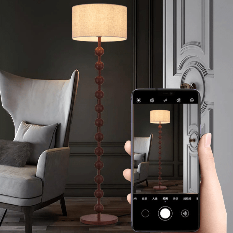 Holz-Stehlampe mit LED-Beleuchtung und E27-Fassung für Wohn- und Arbeitsbereiche