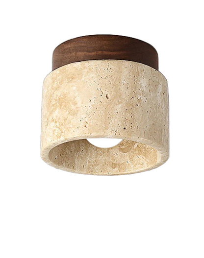 Japanische Deckenleuchte in Cremefarbe mit Marmor- und Holzelementen für Wohnzimmer und Schlafzimmer