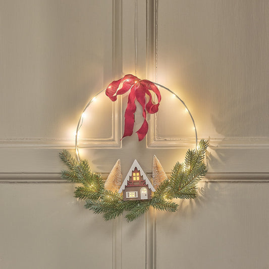 LED Weihnachtskranz Häuserszene