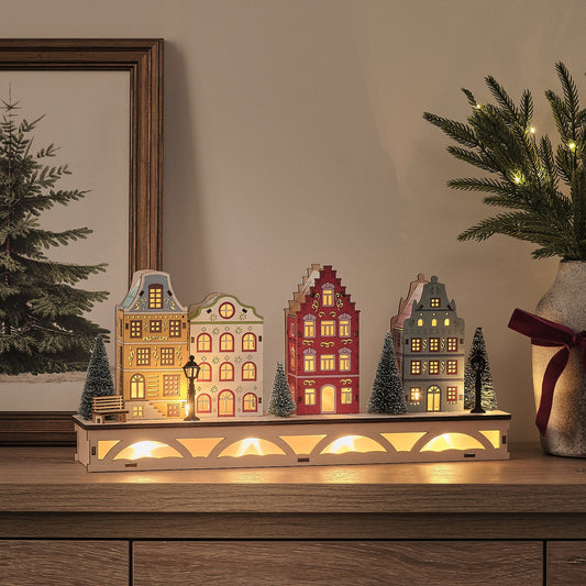 LED-Winterdorf aus Holz